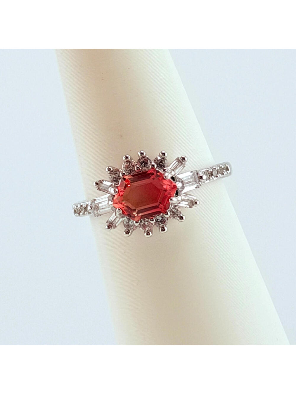 Bomb Party Ring Sz 10 "Endless Daydream" Dark Pink Sapphire on Rhodium RETRO
